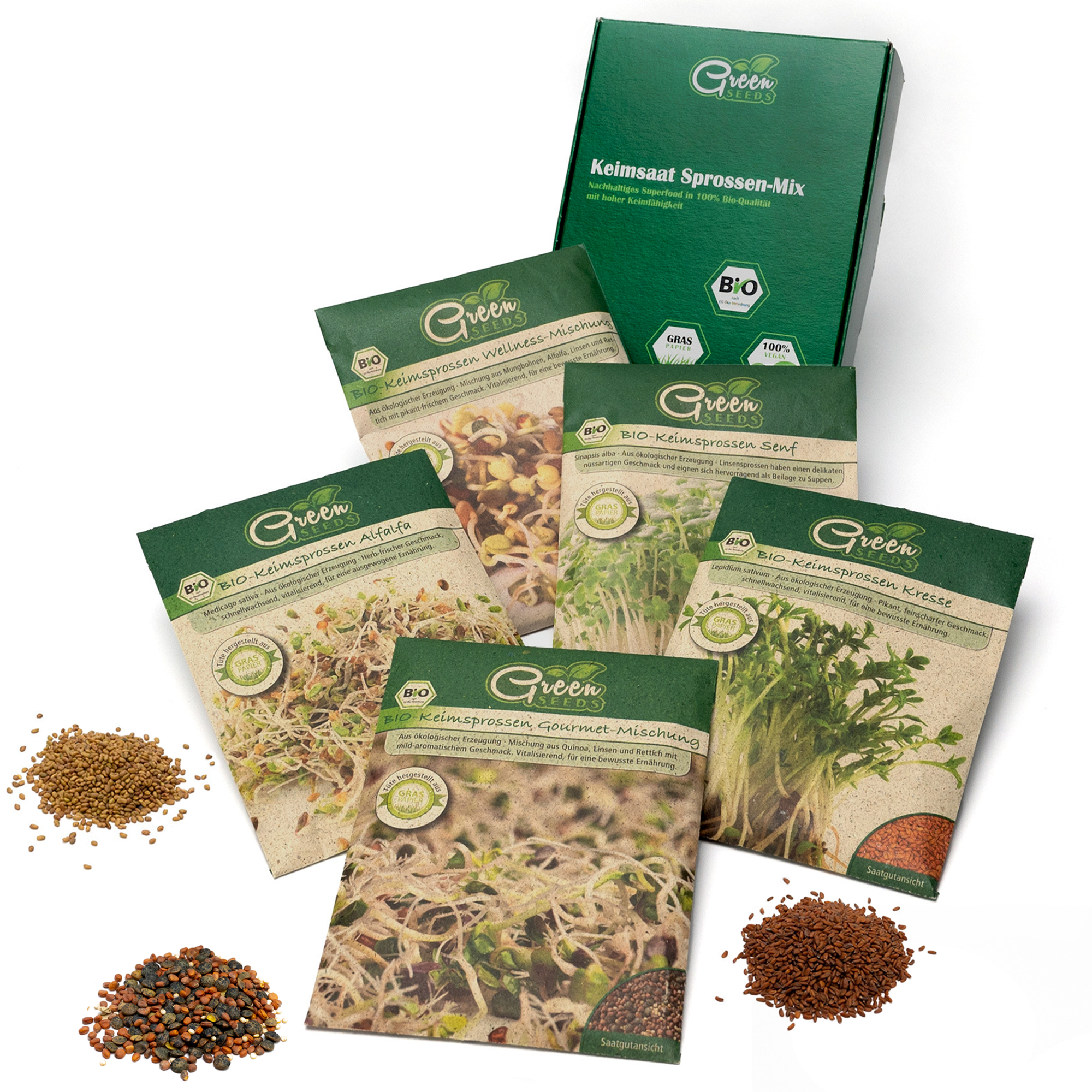 kresse saatgut Keimsprossen Saatgut 5er Set Alfalfa & Kresse